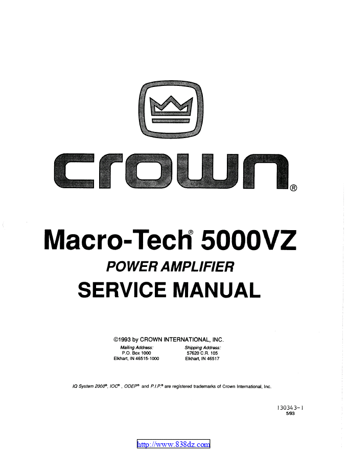 CROWN皇冠MACRO-TECH 5000vz MA-5000VZ功放电路图