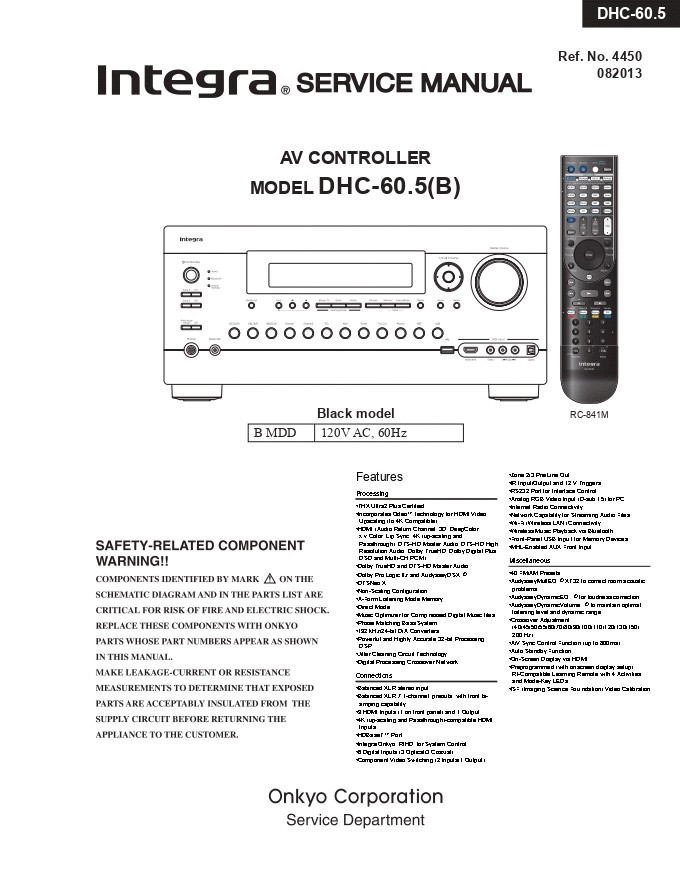 INTEGRA DHC-60.5 AV前置放大器维修手册