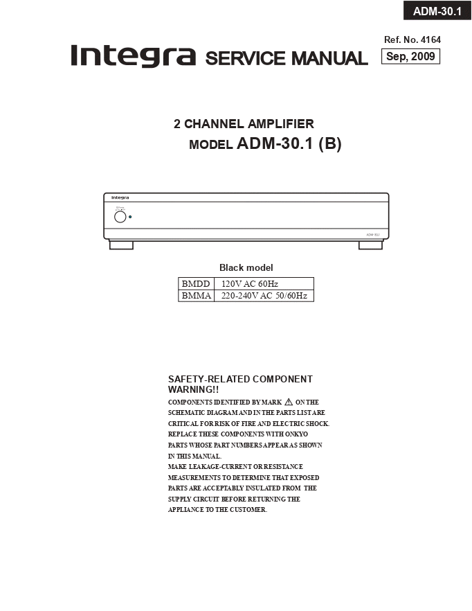 Onkyo安桥INTEGRA安桥ADM-30.1功放维修手册