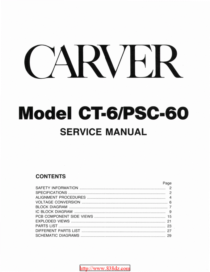 Carver 卡维 PSC-60功放维修手册
