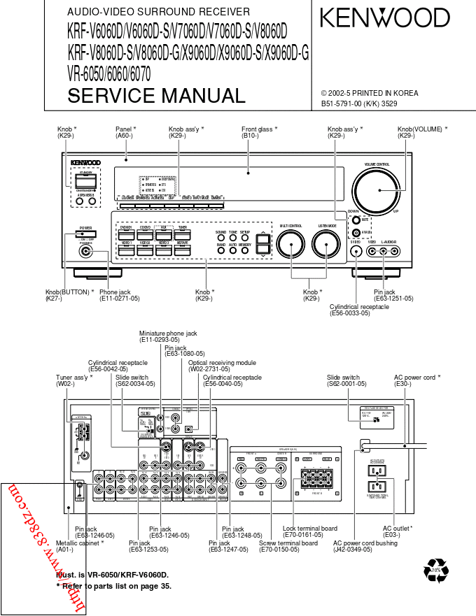 kenwood建伍KRF-X9060D-S KRF-X9060D-G VR-6050 VR-6060 VR-6070功放维修手册