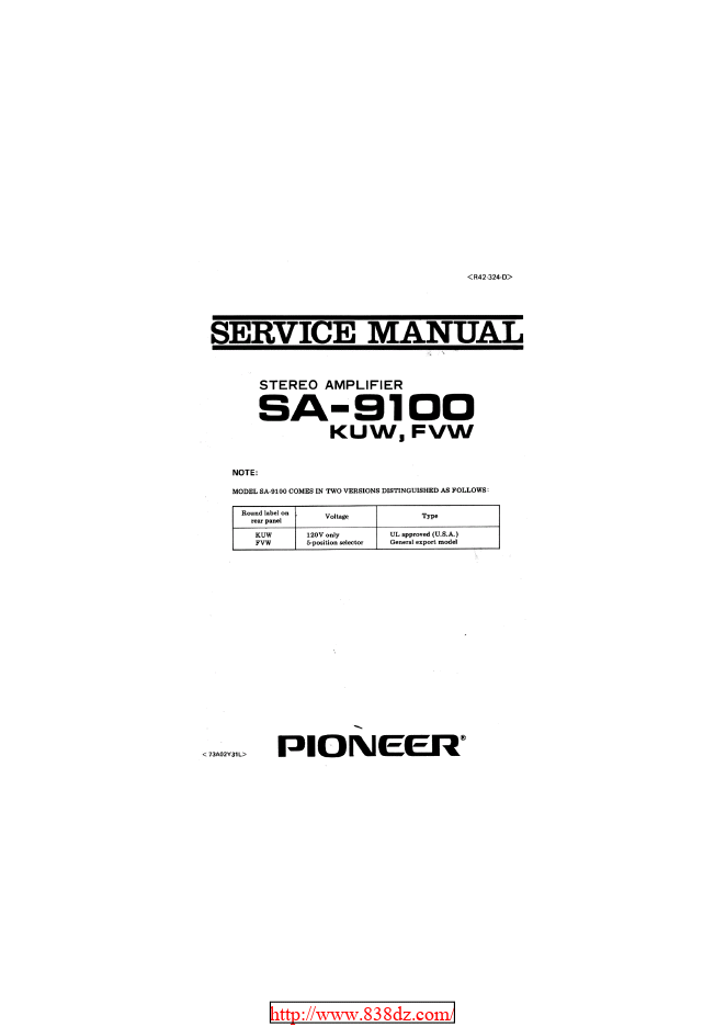 pioneer 先锋SA-9100 功放维修手册