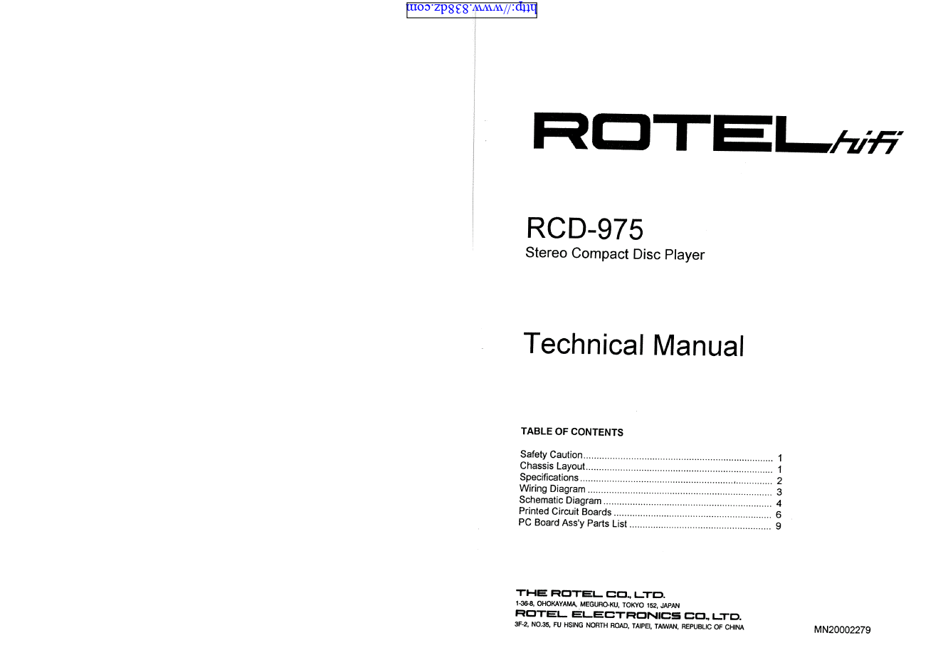 Rotel RCD-975 CD机维修手册